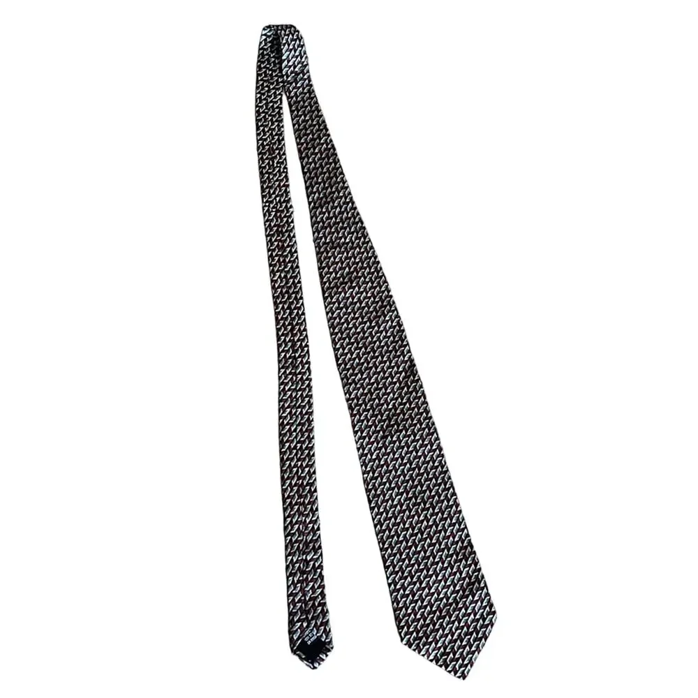Paulo Vasari Gray/Burgundy Abstract Design 100%‎ Silk Neck Tie Made In Italy
